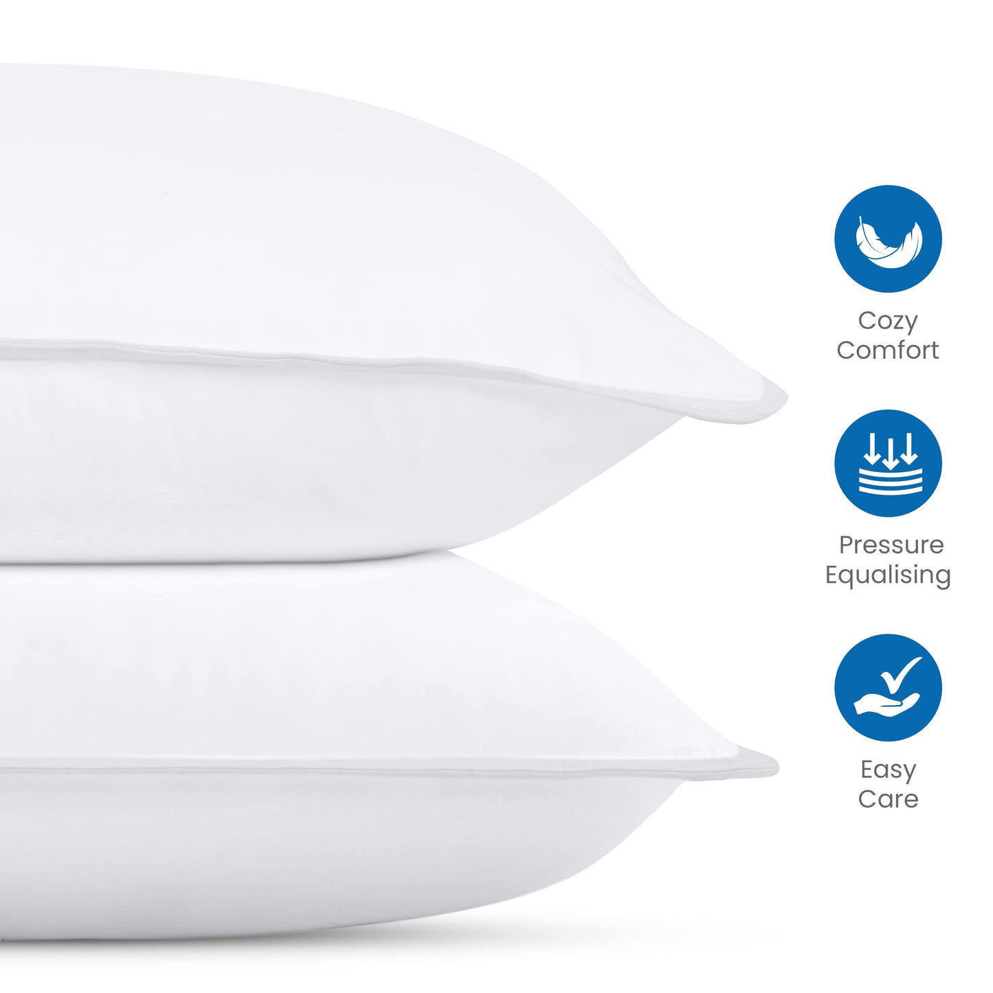 Utopia Bedding Premie Kussen (Set van 2), 50 x 70 cm Beddenkussens, Zachte Stof met Holle Vezelvulling (Wit)