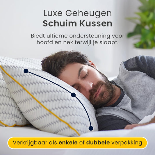 Cosi Home Luxe Traagschuim Hoofdkussens 2 Stuks met Bamboe Kussenhoes 71x45cm