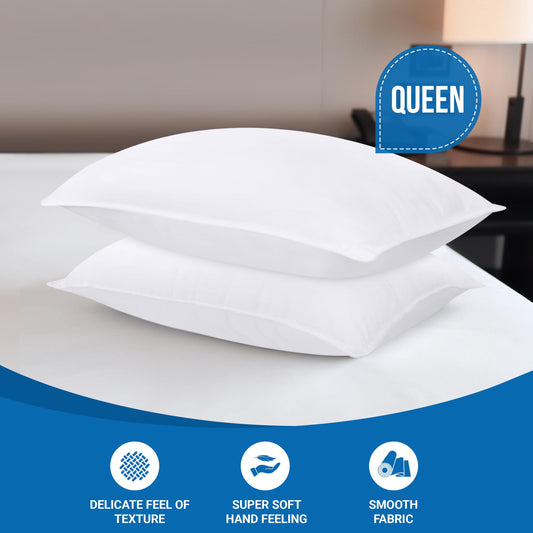 Utopia Bedding Premie Kussen (Set van 2), 50 x 70 cm Beddenkussens, Zachte Stof met Holle Vezelvulling (Wit)